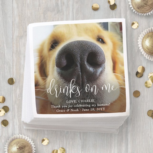 Serviette En Papier Boissons sur moi mignon chien amusant Mariage phot (Créateur téléchargé)