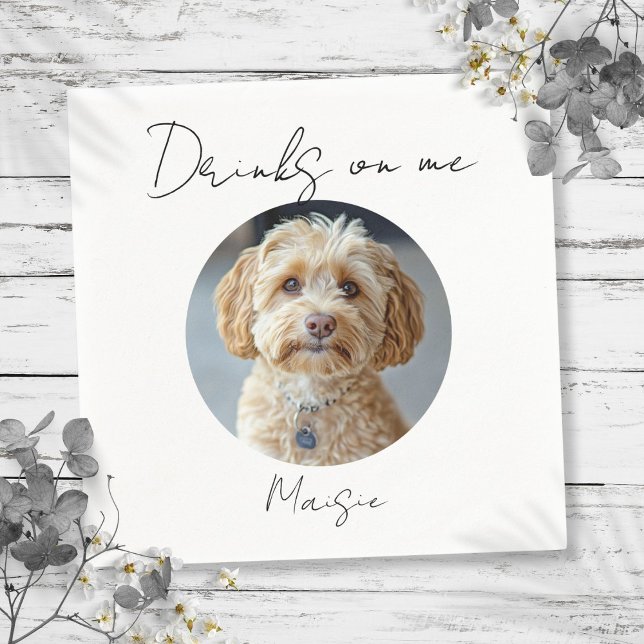 Serviette En Papier Boissons Sur Moi Pet Chien Photo Mariage (Drinks On Me Pet Dog Photo Wedding Napkins)