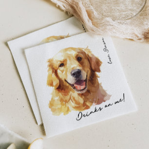 Serviette En Papier Boissons sur moi Pet Golden Retriever Mariage serv