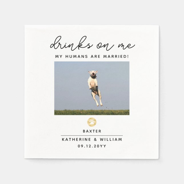 Serviette En Papier Boissons sur moi Pet Photo Mariage Napkin (Devant)