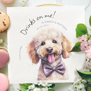 Serviette En Papier Boissons Sur Moi Poodle Aquarelle Fun Chien Animau