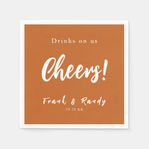 Serviette En Papier Boissons Sur Nous Cheers Simple Boho Terracota Mar