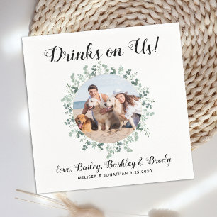 Serviette En Papier Boissons Sur Nous Open Bar Green Photo Animaux Mar