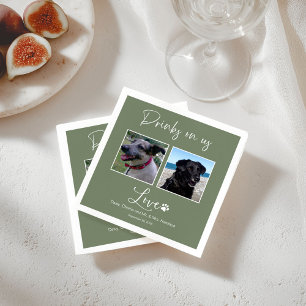 Serviette En Papier Boissons Sur Nous Pet Photo Mariage Calligraphie