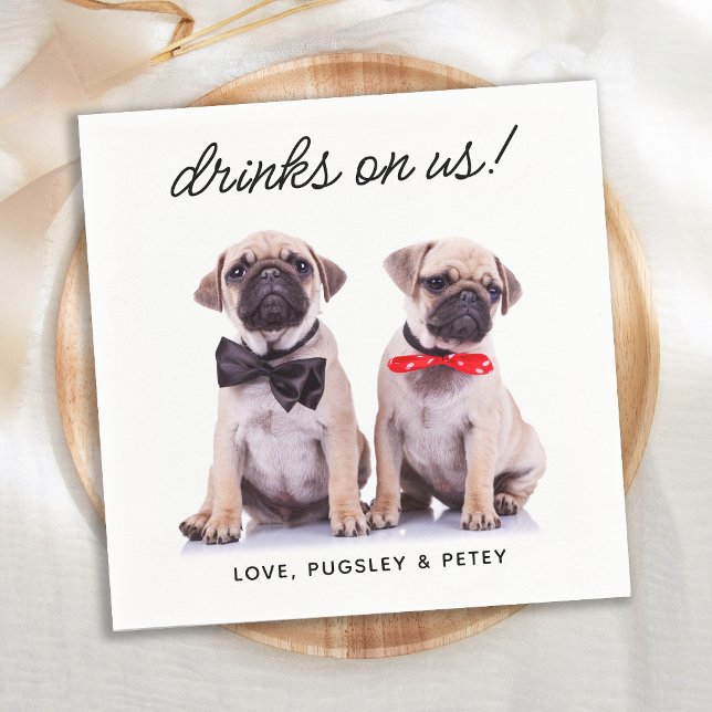 Serviette En Papier Boissons Sur Nous Simple Photo Mignonne Fun Chien  (Créateur téléchargé)