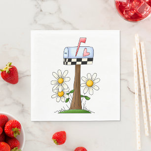 Serviette En Papier Boîte aux lettres avec marguerites et drapeau du c