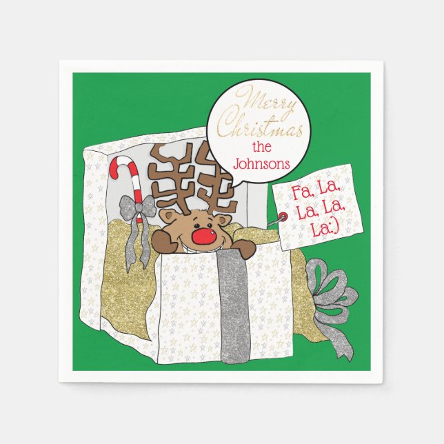 Serviette En Papier Boîte cadeau Christmas Reindeer (Devant)