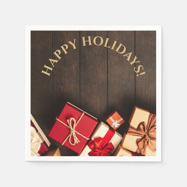 Serviette En Papier Boîte cadeau rustique, Noël (Devant)