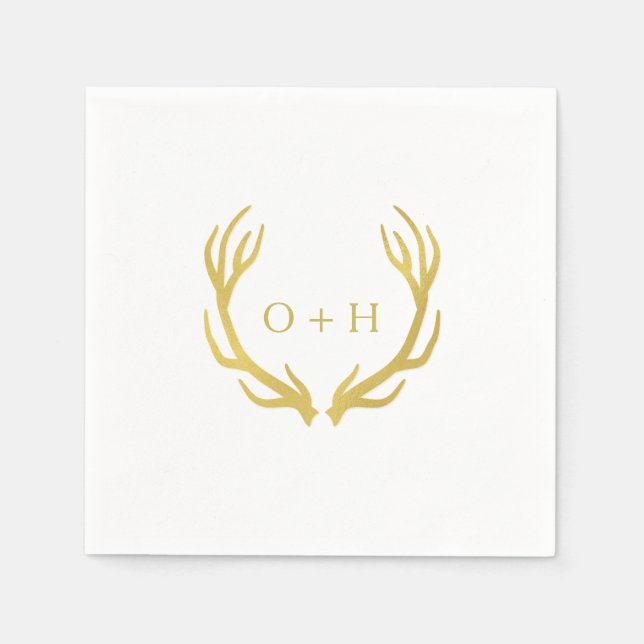 Serviette En Papier Boîtiers en or rustique Papier Mariage blanc Napki (Devant)