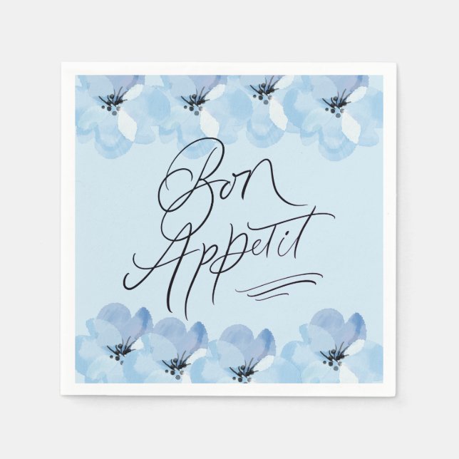 Serviette En Papier Bon Appetit Blue Floral (Devant)