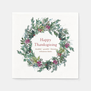 Serviette En Papier Bon thanksgiving aquarelle couronne d'automne