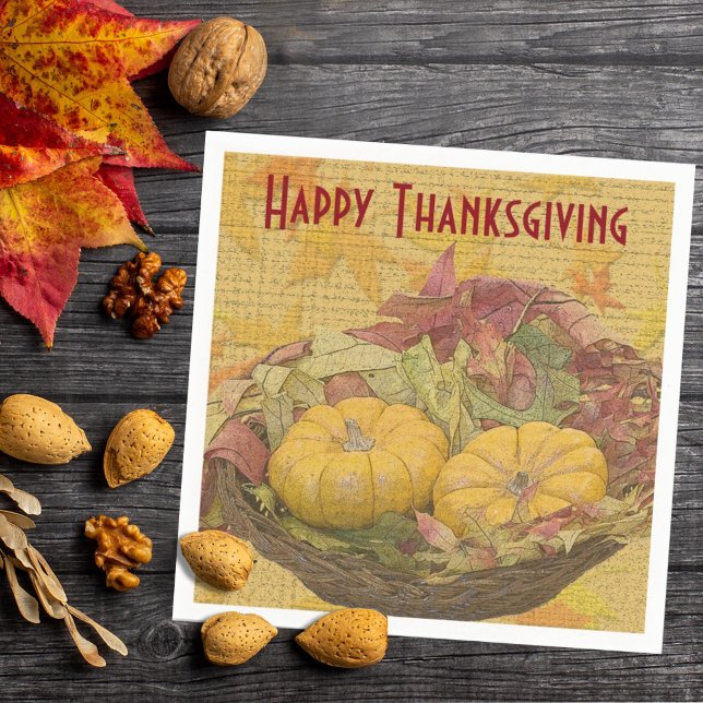 Serviette En Papier Bon thanksgiving Automne Feuilles Gourds (Créateur téléchargé)