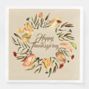 Serviette En Papier Bon thanksgiving Automne Wreath serviettes