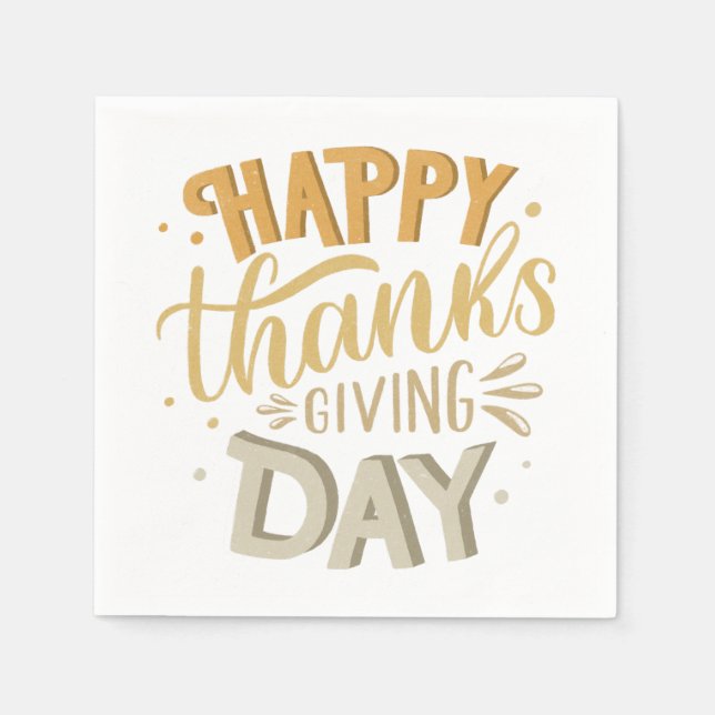 Serviette En Papier Bon thanksgiving Day. Belle lettrage orange de chu (Devant)