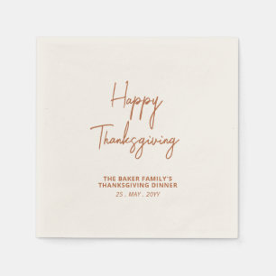 Serviette En Papier Bon thanksgiving de lettres Brown