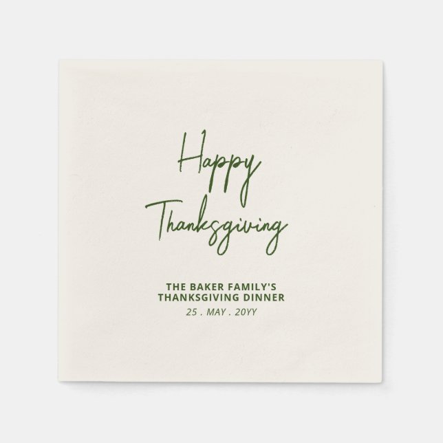 Serviette En Papier Bon thanksgiving de lettres vertes (Devant)