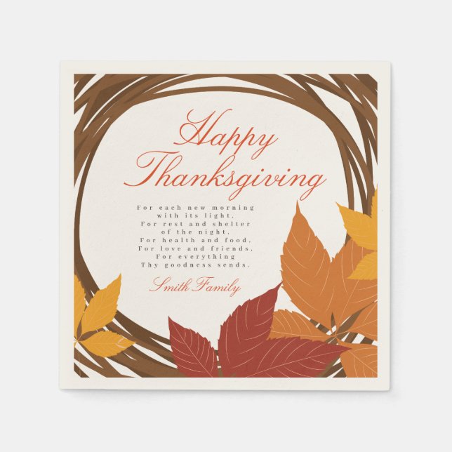 Serviette En Papier Bon thanksgiving de Thanksgiving (Devant)