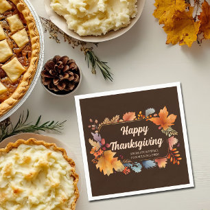 Serviette En Papier Bon thanksgiving d'entreprise Feuilles Brown
