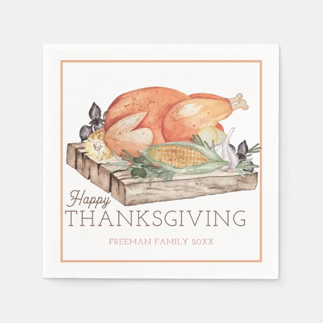 Serviette En Papier Bon thanksgiving dinde dinde Napkin (Devant)