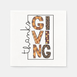 Serviette En Papier Bon thanksgiving Empreinte de léopard Rainbow Turq