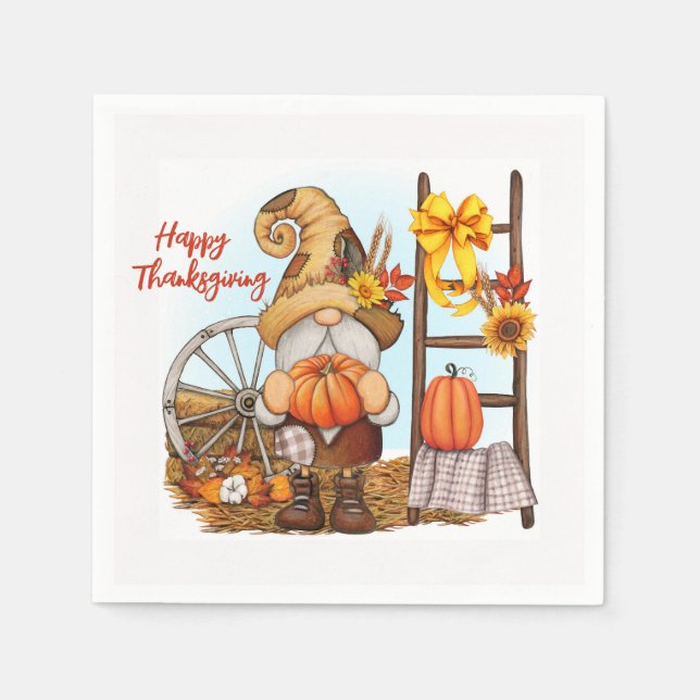 Serviette En Papier Bon thanksgiving Gnome (Devant)