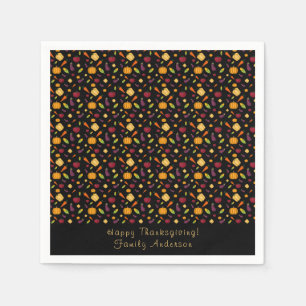 Serviette En Papier Bon thanksgiving légumes motif noir