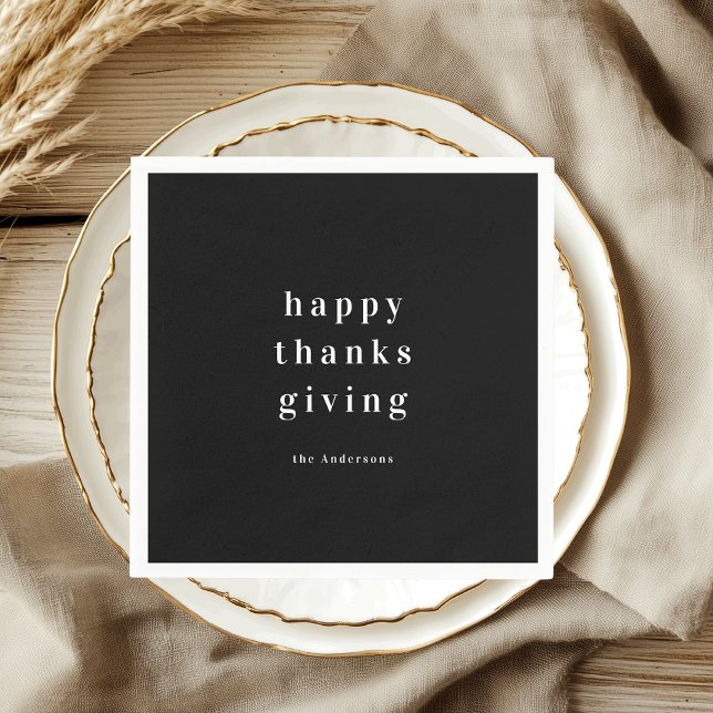 Serviette En Papier Bon thanksgiving minimaliste personnalisé (Créateur téléchargé)