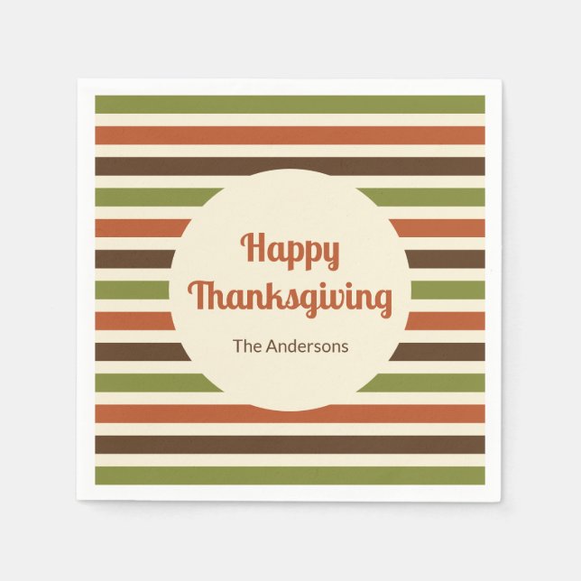 Serviette En Papier Bon thanksgiving Nom d'hôte Couleurs d'automne Ban (Devant)