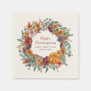 Serviette En Papier Bon thanksgiving Pays Rustique Citrouille Wreath