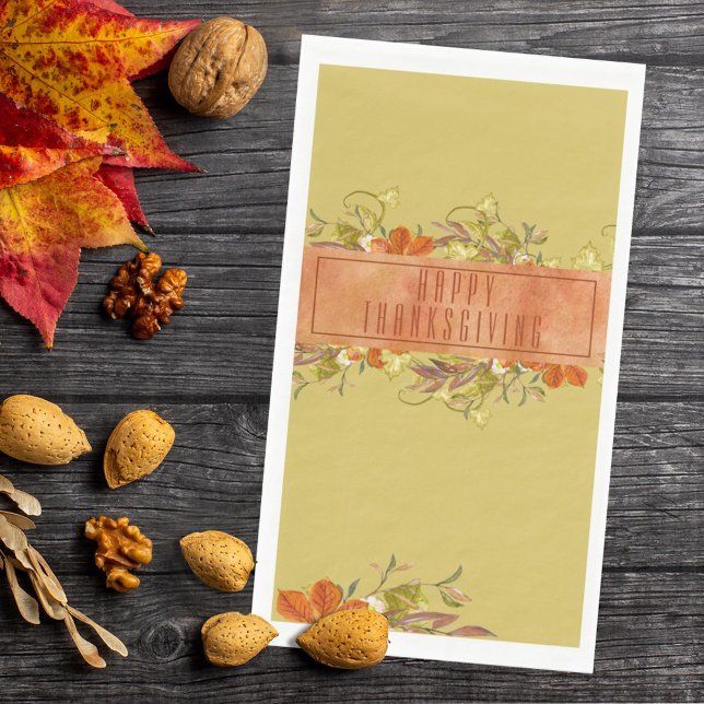 Serviette En Papier Bon thanksgiving Rustique Feuilles d'automne (Créateur téléchargé)
