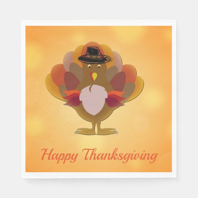 Serviette En Papier Bon thanksgiving Turquie Orange (Devant)
