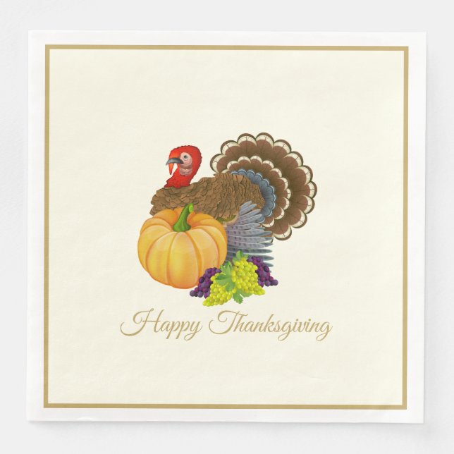 Serviette En Papier Bon thanksgiving Turquie Parti des raisins Citroui (Devant)