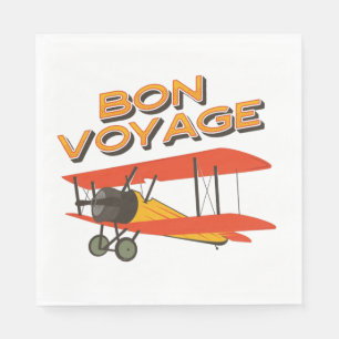 Serviette En Papier Bon Voyage Biplane Avion Vintage