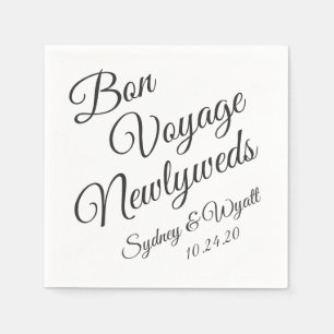 Serviette En Papier Bon Voyage Noir en Blanc Personnalisé Party Napkin