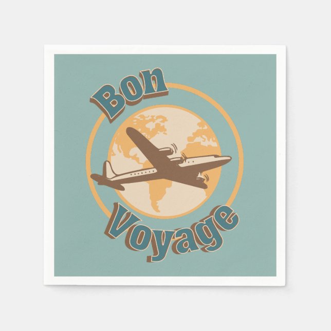 Serviette En Papier Bon voyage Voyage Voyageons dans le monde design (Devant)
