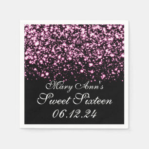 Serviette En Papier Bonbon élégant rose fascinant de minuit de 16