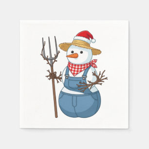 Serviette En Papier Bonhomme de neige agriculteur Noël 2026 Ferme de v