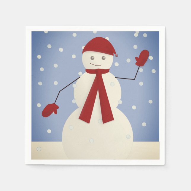 Serviette En Papier Bonhomme de neige de ondulation (Devant)