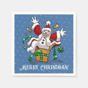Serviette En Papier Bonhomme de neige drôle Joyeux Noël Surprise Dessi