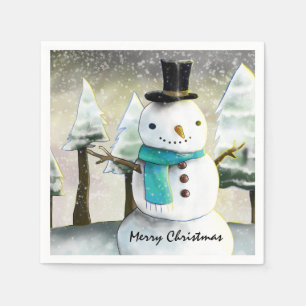 Serviette En Papier Bonhomme de neige fantaisiste dans un dessin de No