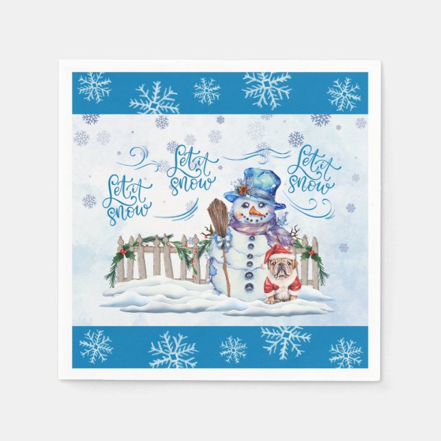 Serviette En Papier Bonhomme de neige | Laisser le papier à neige Napk (Devant)