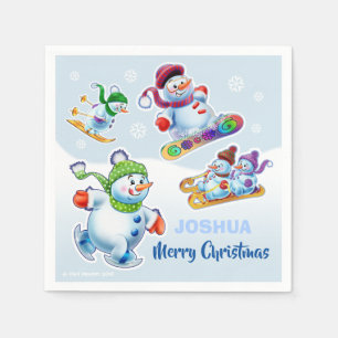 Serviette En Papier Bonhommes de neige mignons de Noël de serviette de