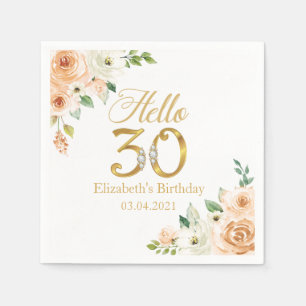 Serviette En Papier Bonjour 30 Diamants et or Anniversaire