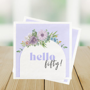 Serviette En Papier Bonjour 50 - Delicate Florals lavande 50ème annive