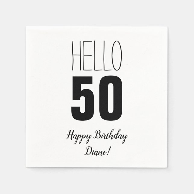 Serviette En Papier Bonjour 50 serviettes d'anniversaire personnalisée (Devant)