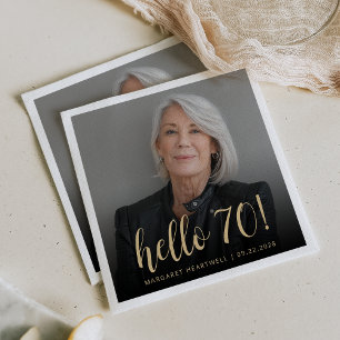 Serviette En Papier Bonjour 70 Seveneth Anniversaire Photo
