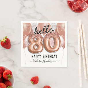 Serviette En Papier Bonjour 80 Parties scintillant roses Balloons d'an