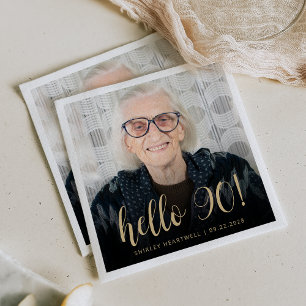 Serviette En Papier Bonjour 90 Ninetieth Anniversaire Photo