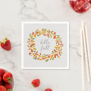 Serviette En Papier Bonjour Automne Bienvenue Wreath Automne Peinture