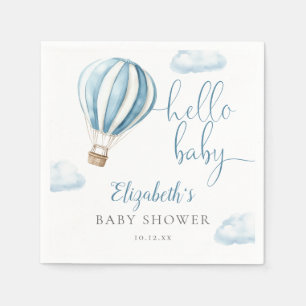 Serviette En Papier Bonjour Baby Blue Hot Air Baby shower de ballon